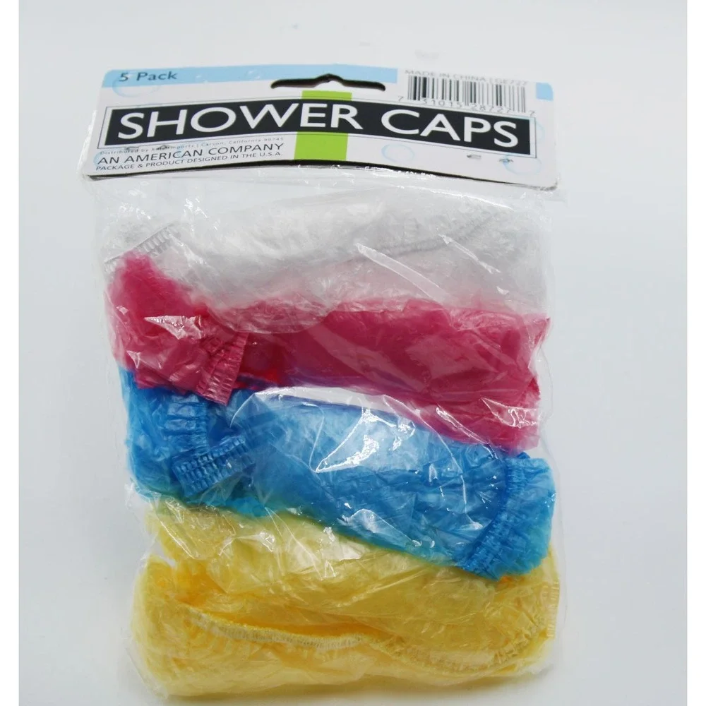 5 Pack Disposable Shower Caps One Size Fits All 5 Pcs Each Pack